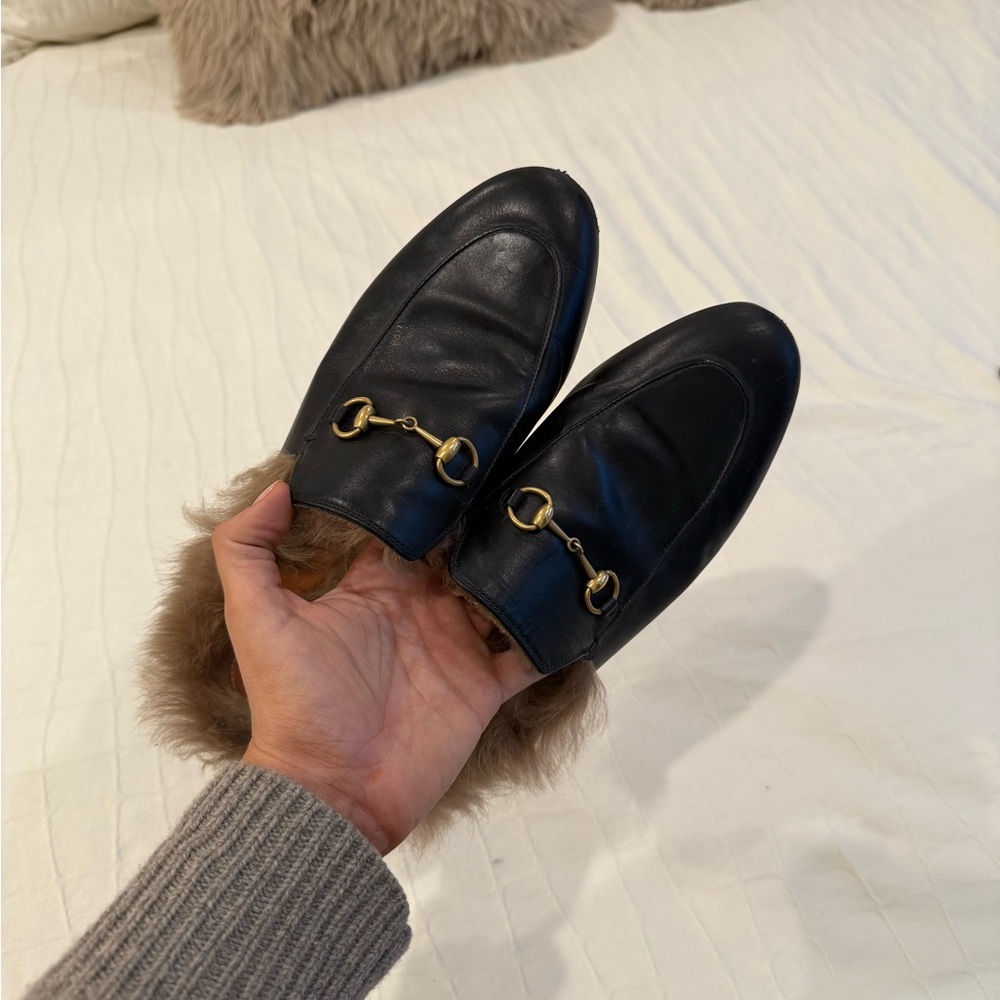 Gucci Princetown Fur Mules